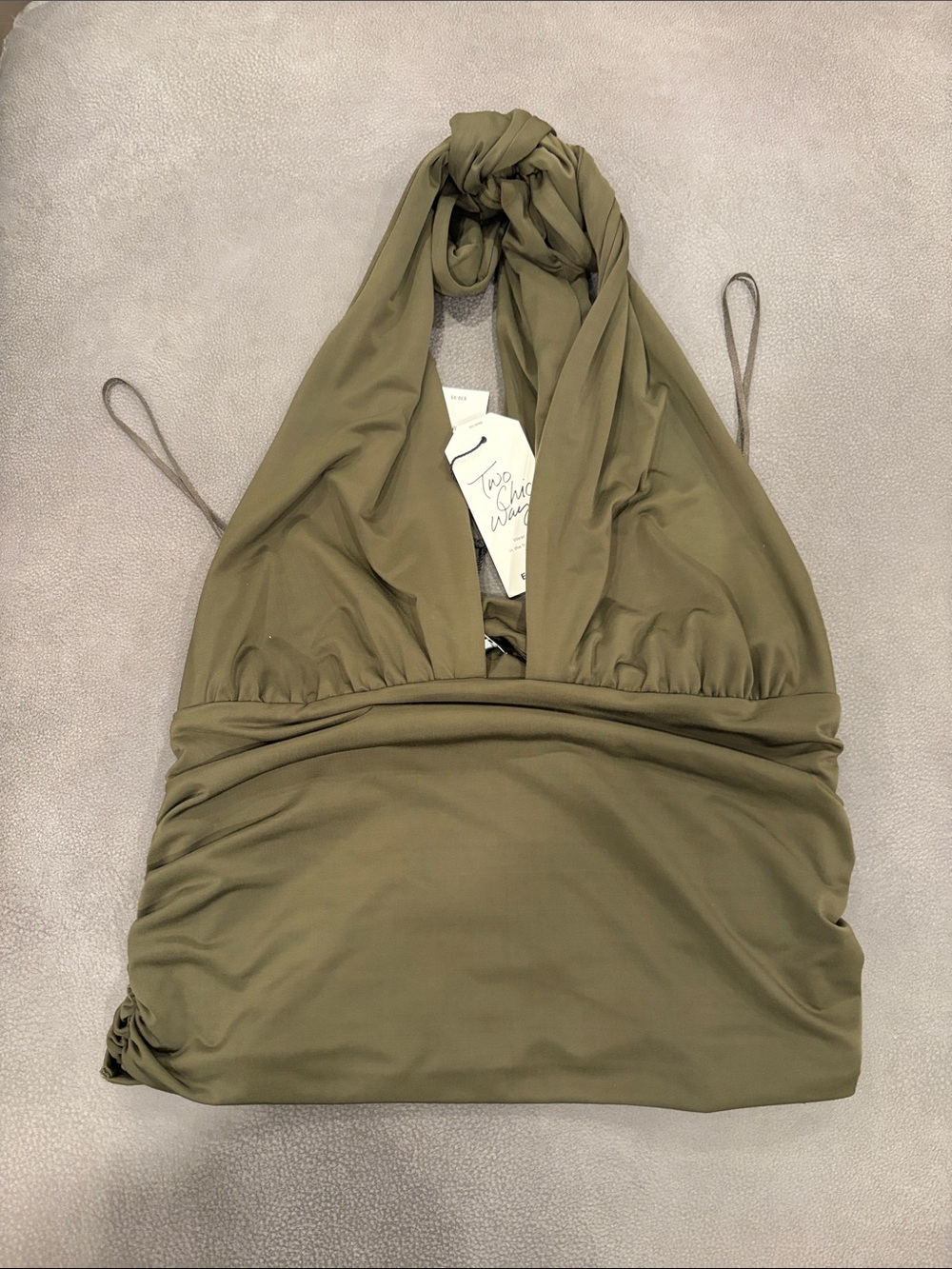 Express Olive Halter Ruched Tank